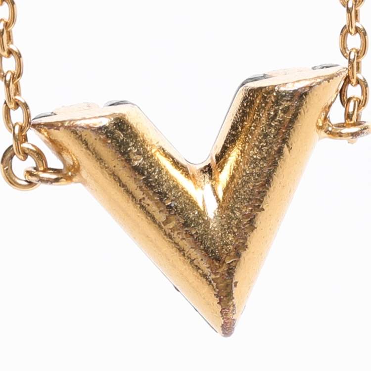 Pre Owned Louis Vuitton Essential V Lacquer Gold Tone Bracelet