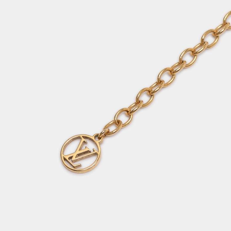 Pre Owned Louis Vuitton Essential V Lacquer Gold Tone Necklace