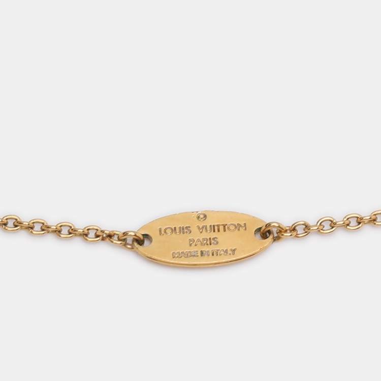 Pre Owned Louis Vuitton Essential V Lacquer Gold Tone Necklace