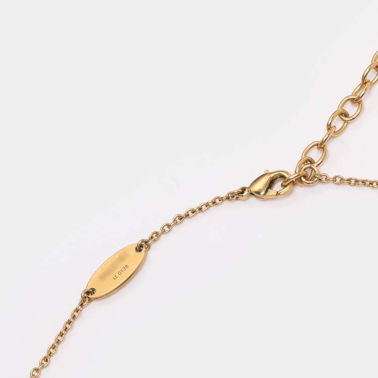 Pre Owned Louis Vuitton Essential V Lacquer Gold Tone Necklace