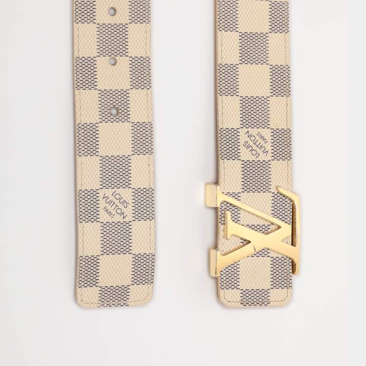 Pre Owned Louis Vuitton Damier Azur Canvas Initials Belt 80CM