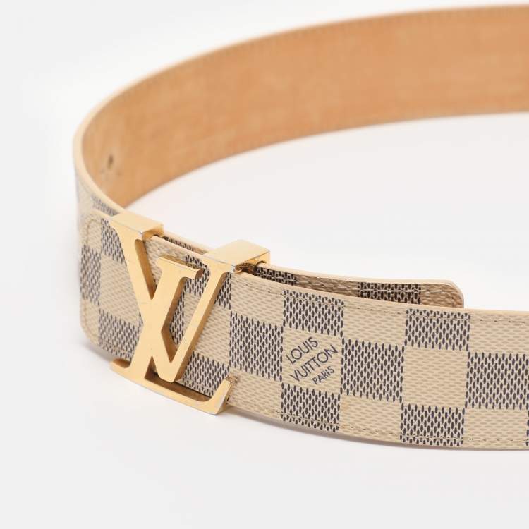 Pre Owned Louis Vuitton Damier Azur Canvas Initials Belt 80CM