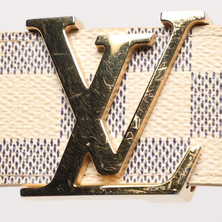 Pre Owned Louis Vuitton Damier Azur Canvas Initials Belt 80CM