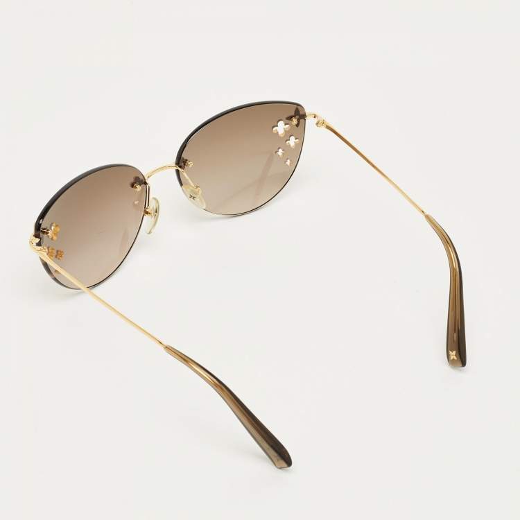 Pre Owned Louis Vuitton Brown Gradient Z0051U Desmayo Rimless Cat Eye Sunglasses