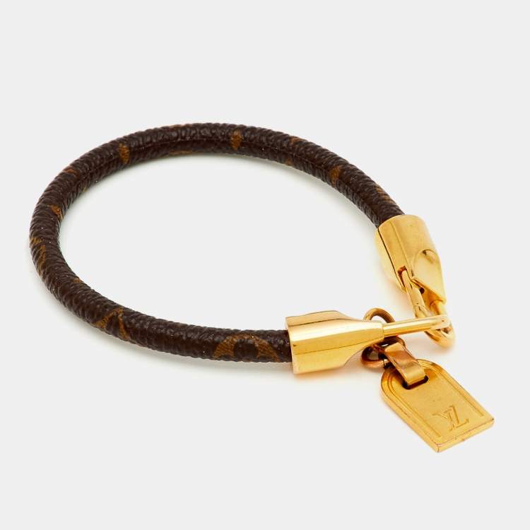 Pre Owned Louis Vuitton Monogram Luck It Brown Canvas Gold Tone Charm Bracelet