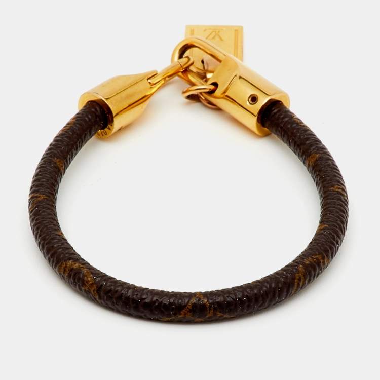 Pre Owned Louis Vuitton Monogram Luck It Brown Canvas Gold Tone Charm Bracelet