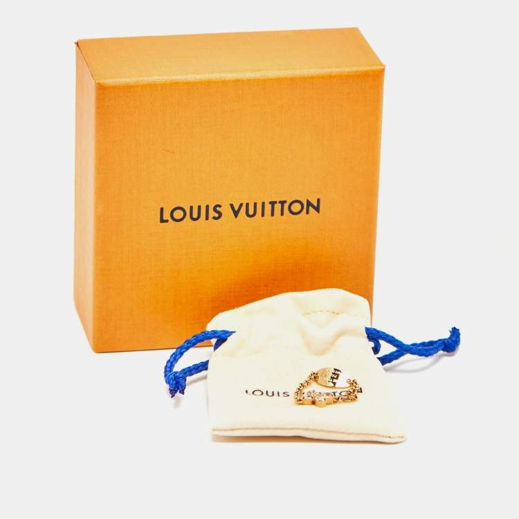 Pre Owned Louis Vuitton Lady LV Crystals Gold Tone Ring Size 63