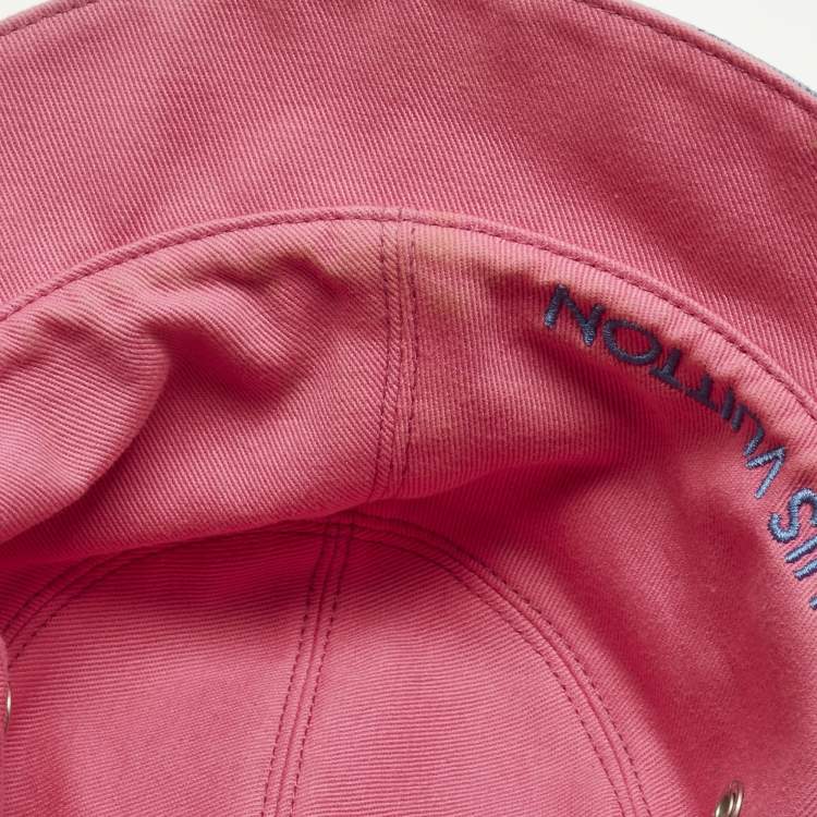 Pre Owned Louis Vuitton Blue/Pink Monogram Cotton Bucket Hat Size 58
