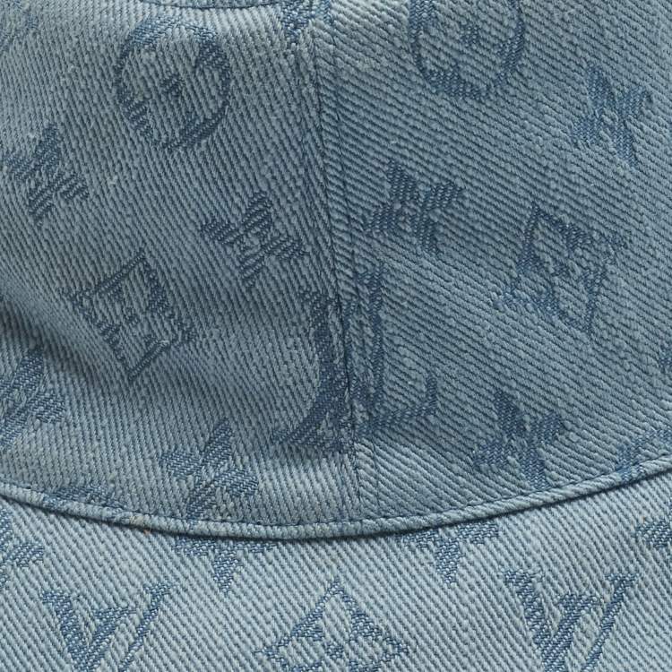 Pre Owned Louis Vuitton Blue/Pink Monogram Cotton Bucket Hat Size 58