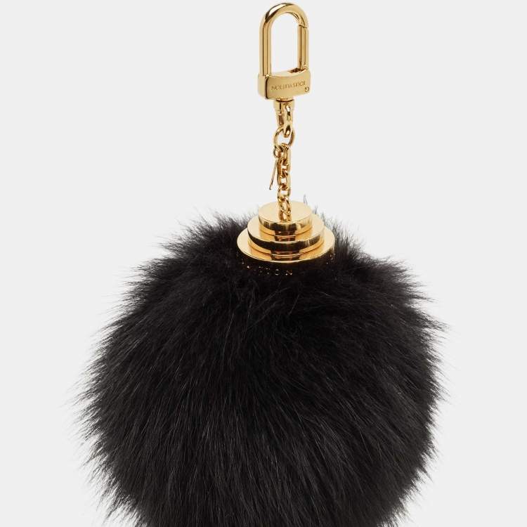 Pre Owned Louis Vuitton Black Mink Fur Fuzzy Bubble Bag Charm