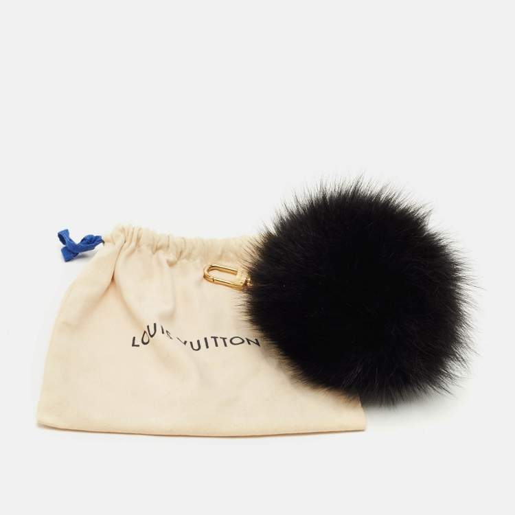 Pre Owned Louis Vuitton Black Mink Fur Fuzzy Bubble Bag Charm
