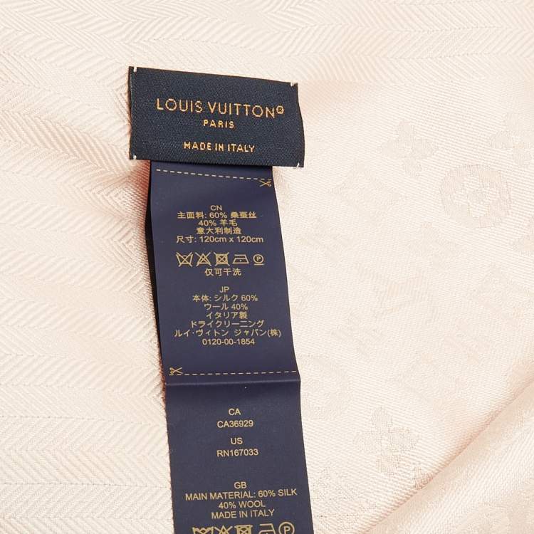 Pre Owned Louis Vuitton Pink Monogram Silk & Wool Evermore Shawl