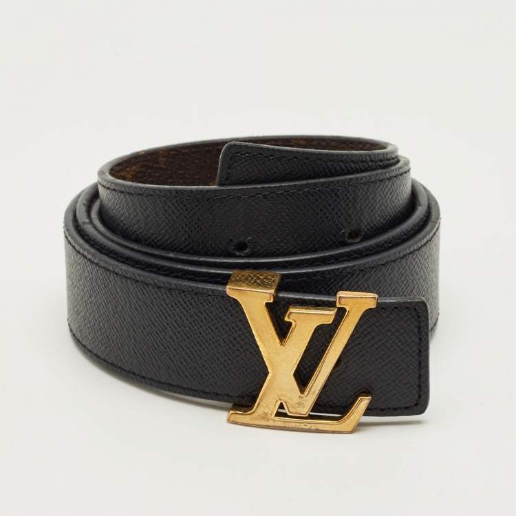 مملوكة مسبقًا Louis Vuitton Black Monogram Canvas LV Initiales Reversible Belt 90CM