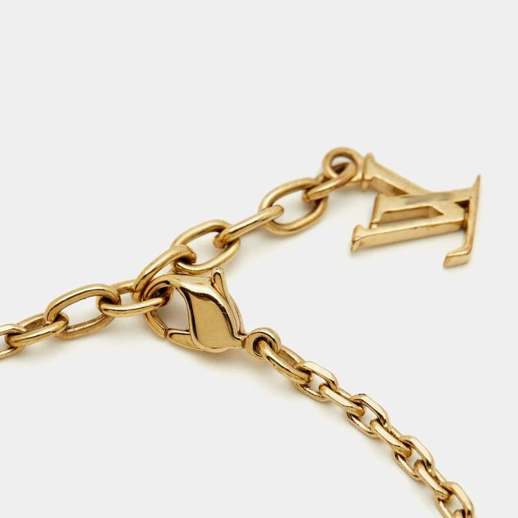 Pre Owned Louis Vuitton Gamble Crystal Gold Tone Bracelet