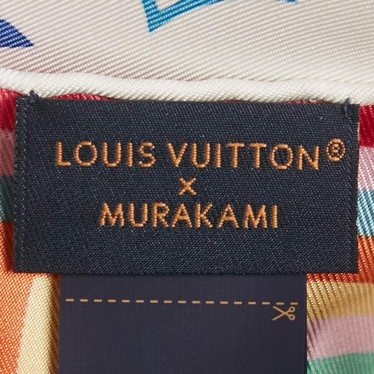 مملوكة مسبقًا Louis Vuitton X Murakami White Monogram Print Silk Scarf 