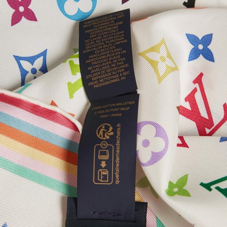 مملوكة مسبقًا Louis Vuitton X Murakami White Monogram Print Silk Scarf 