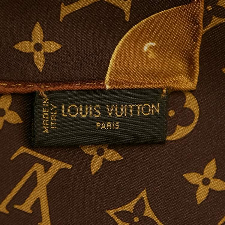 Pre Owned Louis Vuitton Brown Monogram Silk Square Scarf