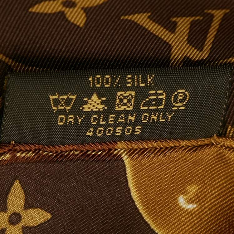 Pre Owned Louis Vuitton Brown Monogram Silk Square Scarf