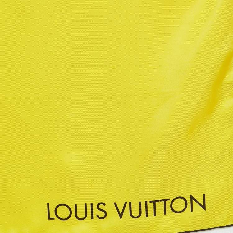 Pre Owned Louis Vuitton Yellow/White Checkered Silk Square Scarf