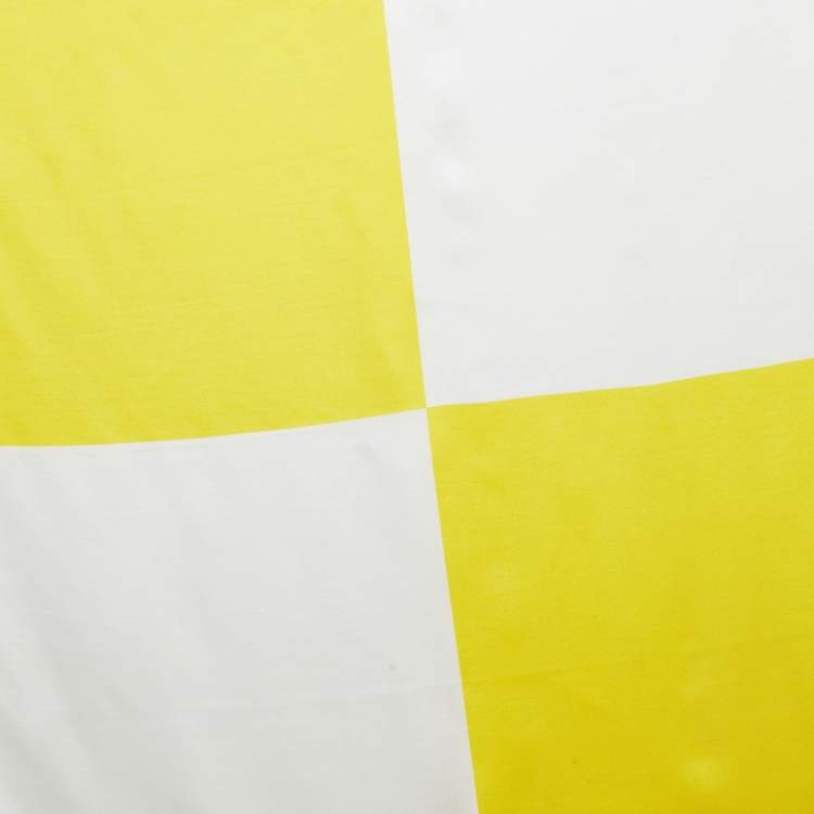 Pre Owned Louis Vuitton Yellow/White Checkered Silk Square Scarf