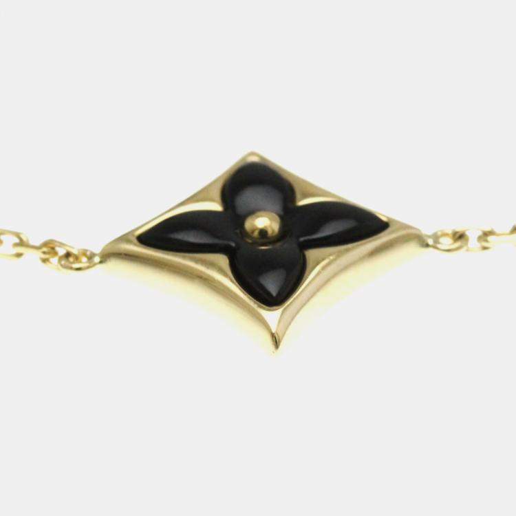 مملوكة مسبقًا Louis Vuitton Star Blossom BB 18K Yellow Gold Onyx Charm Bracelet