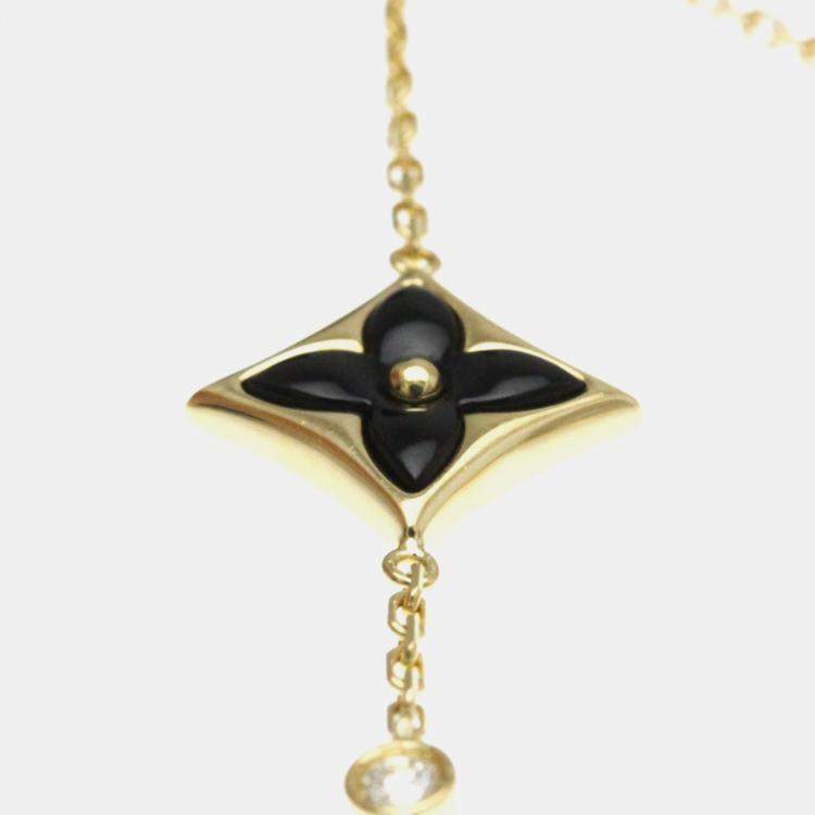 مملوكة مسبقًا Louis Vuitton Star Blossom BB 18K Yellow Gold Onyx Charm Bracelet