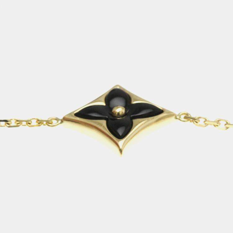 مملوكة مسبقًا Louis Vuitton Star Blossom BB 18K Yellow Gold Onyx Charm Bracelet