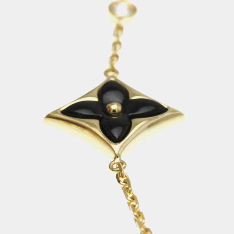 مملوكة مسبقًا Louis Vuitton Star Blossom BB 18K Yellow Gold Onyx Charm Bracelet