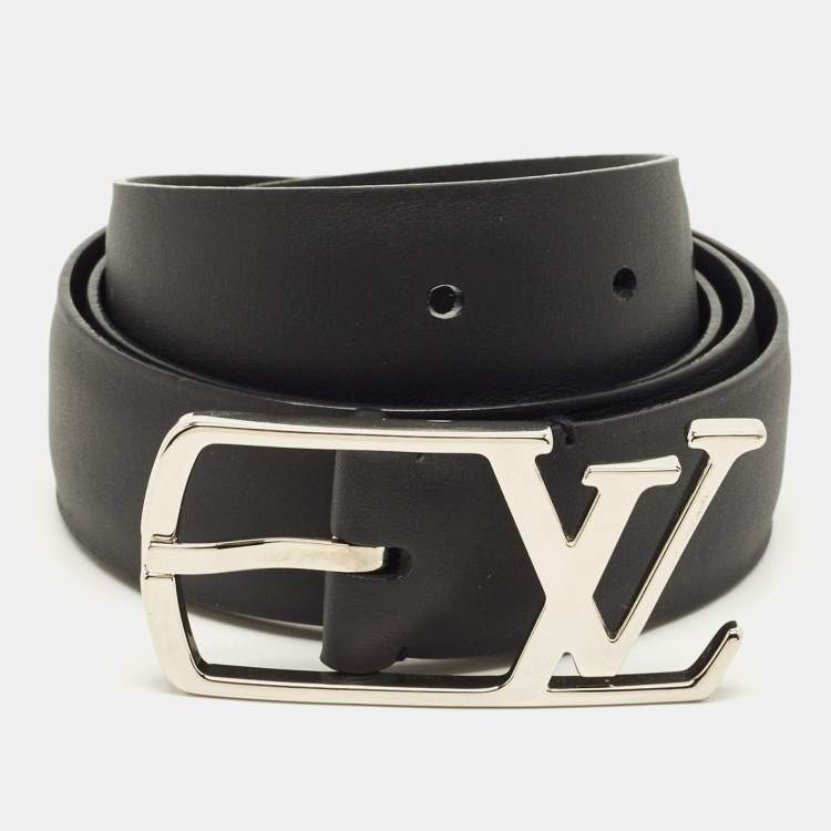 Pre Owned Louis Vuitton LV Skyline 90 CM Buckle Belt Black Leather