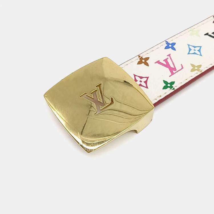 Pre Owned Louis Vuitton Multicolor/White Canvas Belt