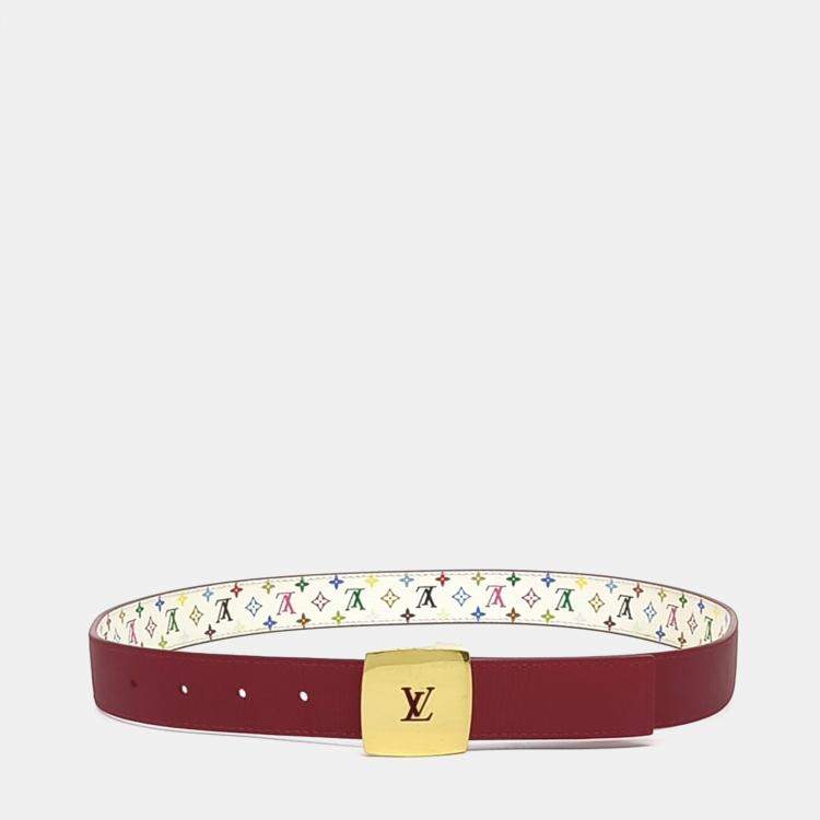 Pre Owned Louis Vuitton Multicolor/White Canvas Belt