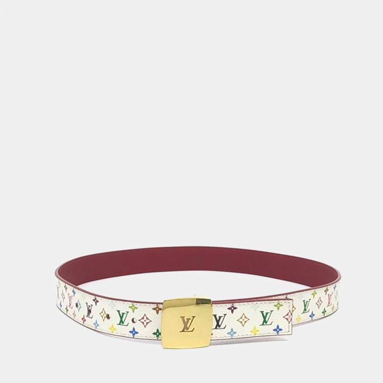 Pre Owned Louis Vuitton Multicolor/White Canvas Belt