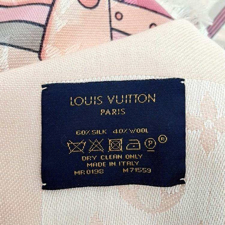 Pre Owned Louis Vuitton Pink Wool SIlk Shawl