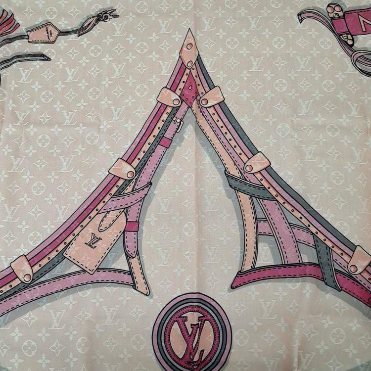 Pre Owned Louis Vuitton Pink Wool SIlk Shawl