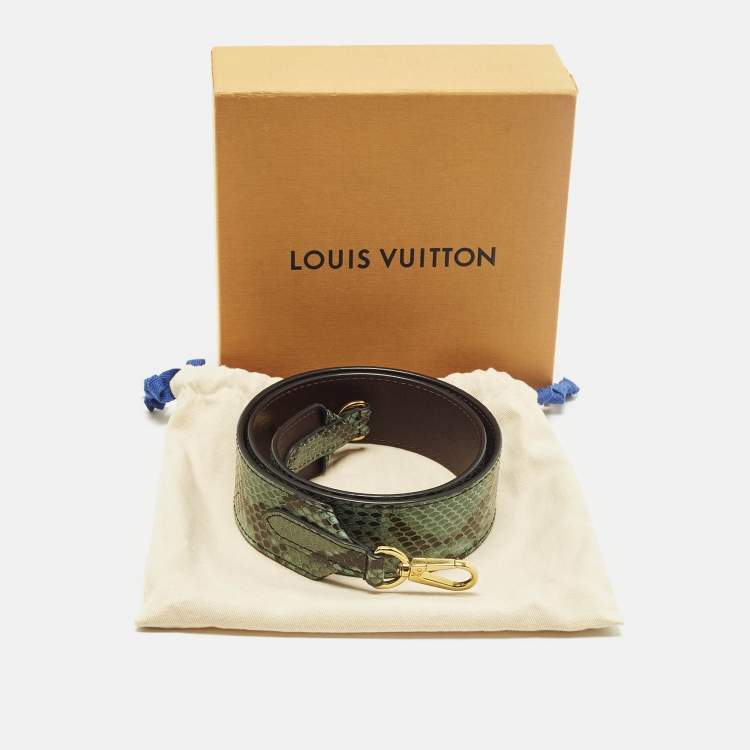 Pre Owned Louis Vuitton Bandouliere Shoulder Bag Strap Green Python 