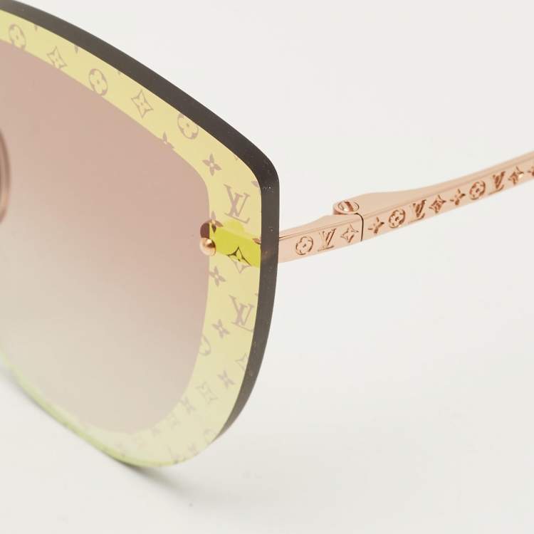 مملوكة مسبقًا Louis Vuitton Gold Mirrored Z1944U LV Halo Cat Eye Sunglasses  