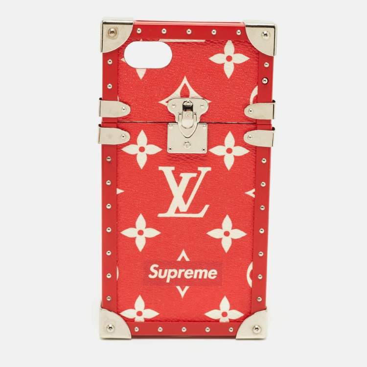 Pre Owned Louis Vuitton x Supreme Eye Trunk iPhone 7 Case Red Monogram Canvas