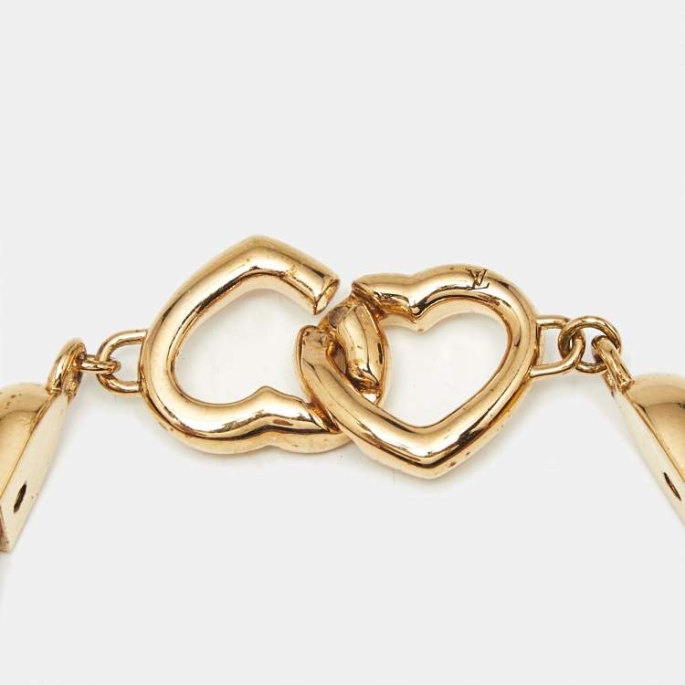 Pre Owned Louis Vuitton  Say Yes Monogram Leather Gold Tone Bracelet 17