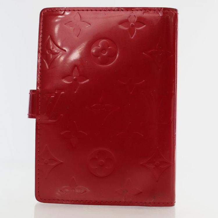 Pre Owned Louis Vuitton Red Vernis Leather Agenda Cover