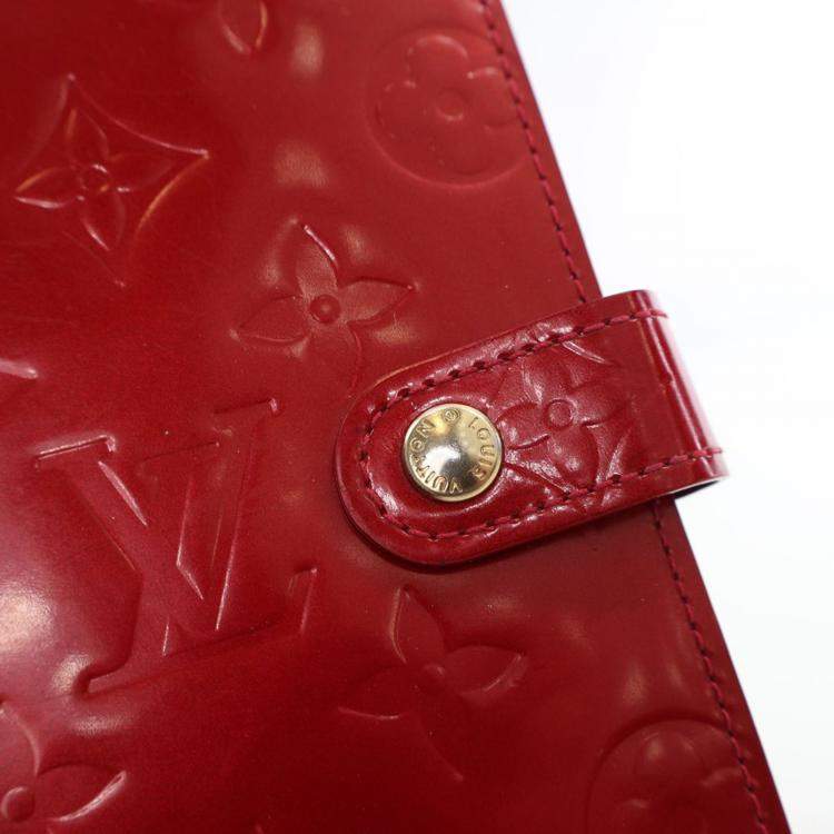 Pre Owned Louis Vuitton Red Vernis Leather Agenda Cover