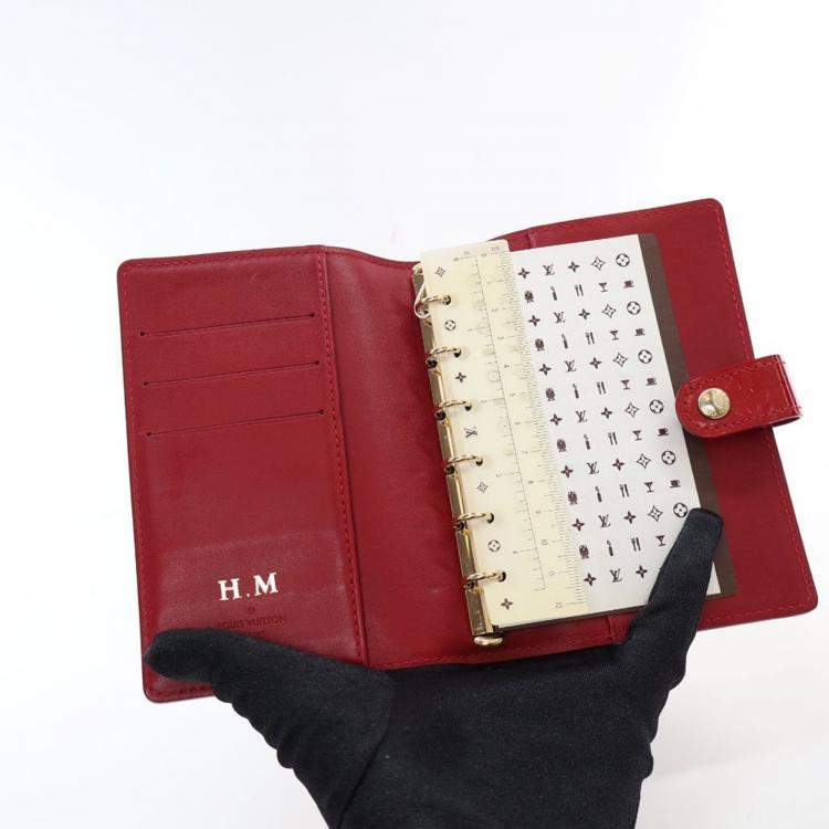 Pre Owned Louis Vuitton Red Vernis Leather Agenda Cover