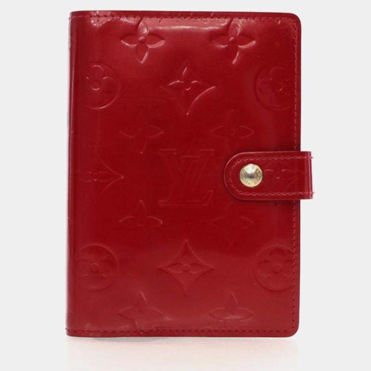 Pre Owned Louis Vuitton Red Vernis Leather Agenda Cover