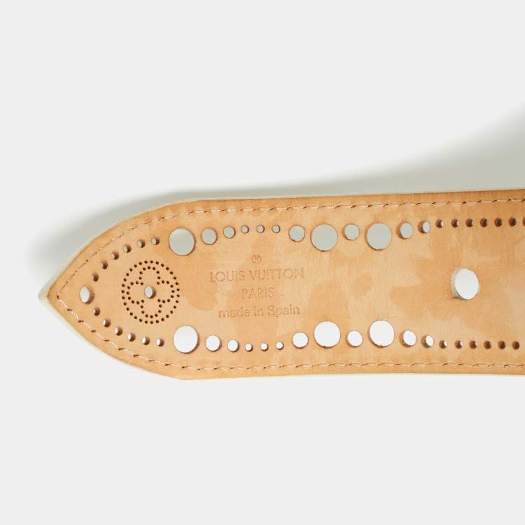 Pre Owned Louis Vuitton Phoenix 90CM Belt Cream Monogram Mahina Perforated Leather