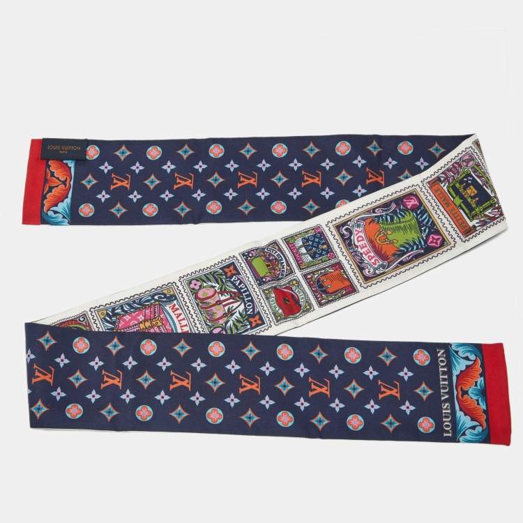 Pre Owned Louis Vuitton Multicolor Lettre a Louis Silk Bandeau Scarf