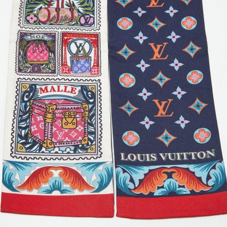 Pre Owned Louis Vuitton Multicolor Lettre a Louis Silk Bandeau Scarf