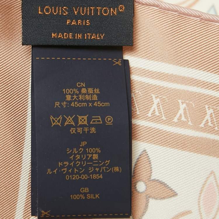 Pre Owned Louis Vuitton White/Beige Monogram Petal Square Silk Scarf