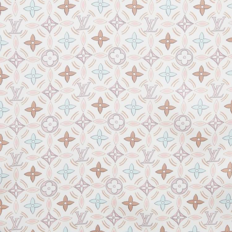 Pre Owned Louis Vuitton White/Beige Monogram Petal Square Silk Scarf