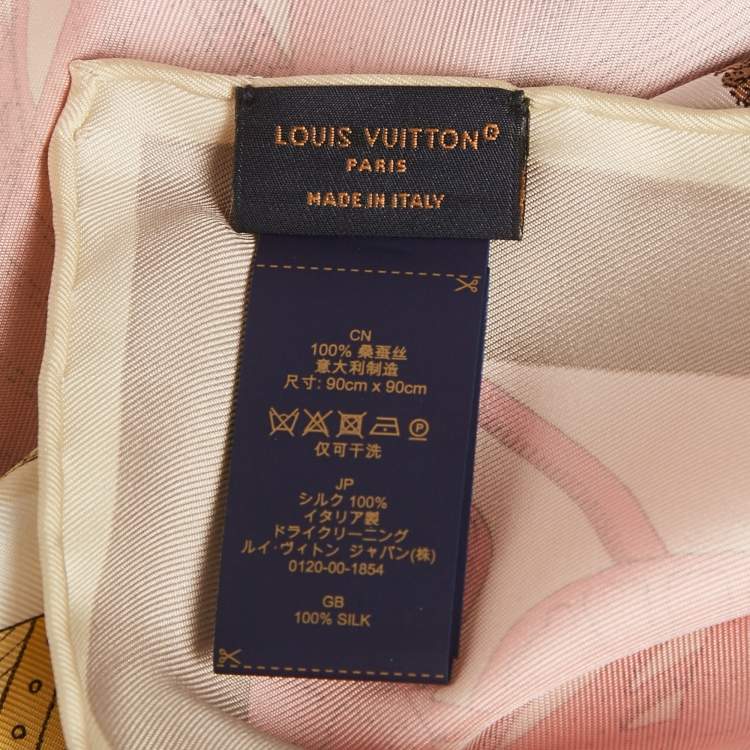 Pre Owned Louis Vuitton Pink Enchanted Forest Silk Scarf