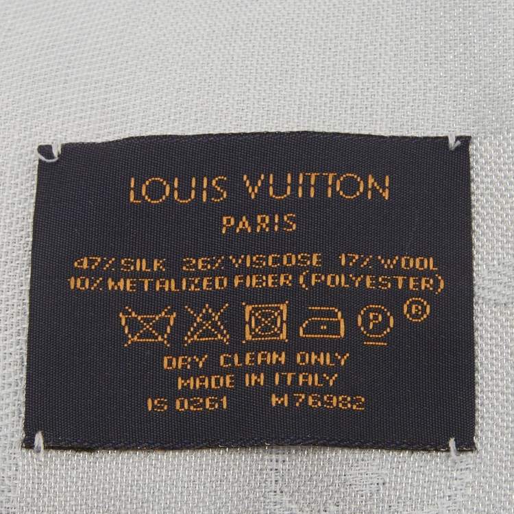 Pre Owned Louis Vuitton Blue Silk Monogram Shine Shawl