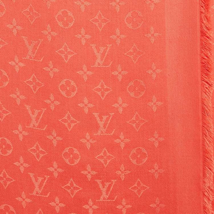 Pre Owned Louis Vuitton Red Jacquard Monogram Classic Shawl